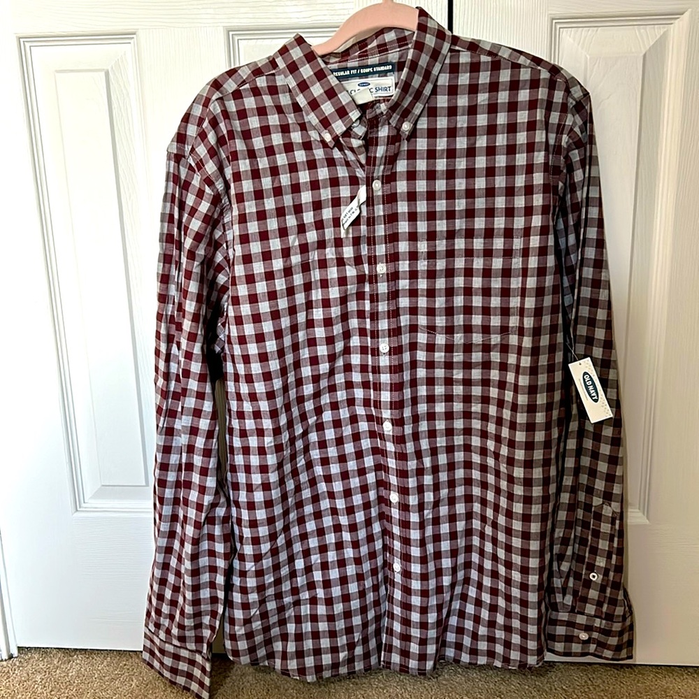 Old navy red and gray plaid shirt